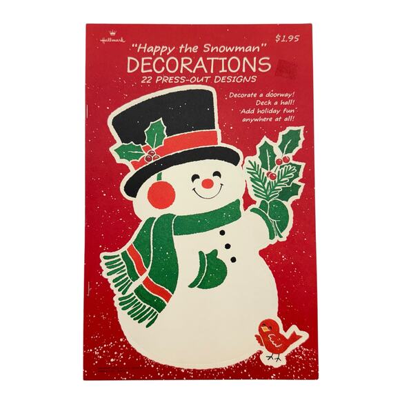 Hallmark Happy the Snowman Press Out Decorations 22 Designs Vintage 1988 Unused - Picture 1 of 8